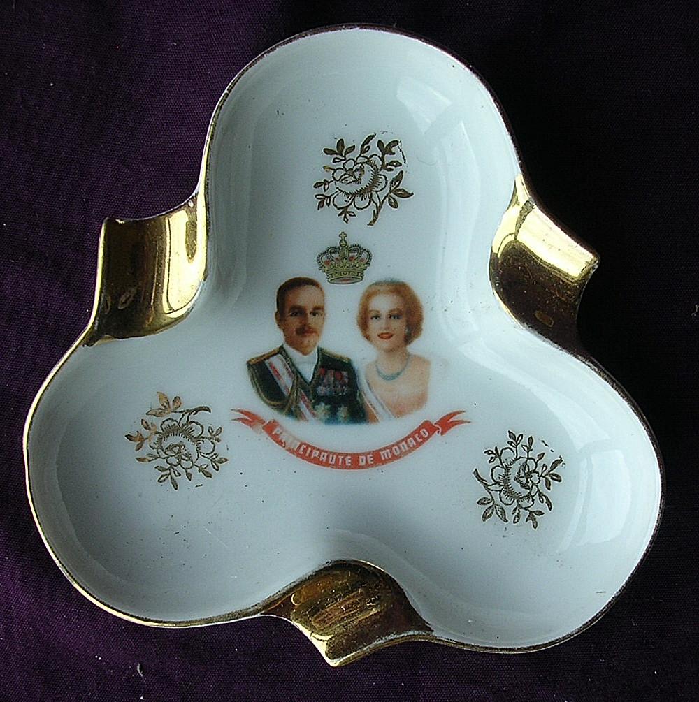 Lovely Prince Rainier & Princess Grace Limoges Souvenir Ashtray Circa 1956 Lovely Prince Rainier & Princess Grace Limoges Souvenir Ashtray Circa 1956
