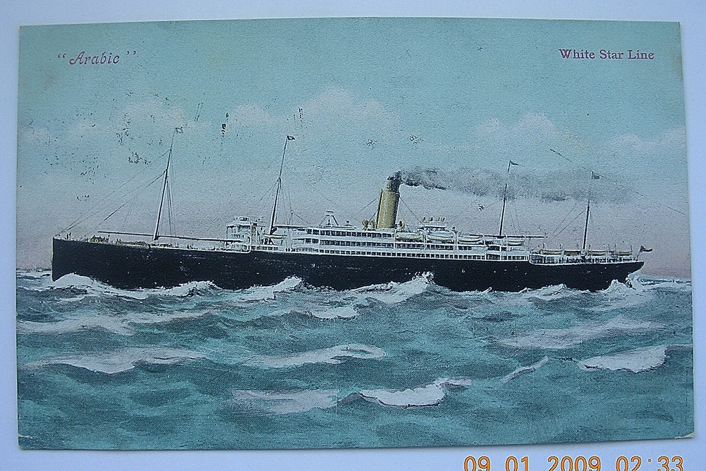 Postcard White Star Line 'ARABIC' Posted 1905 Postcard White Star Line 'ARABIC' Posted 1905