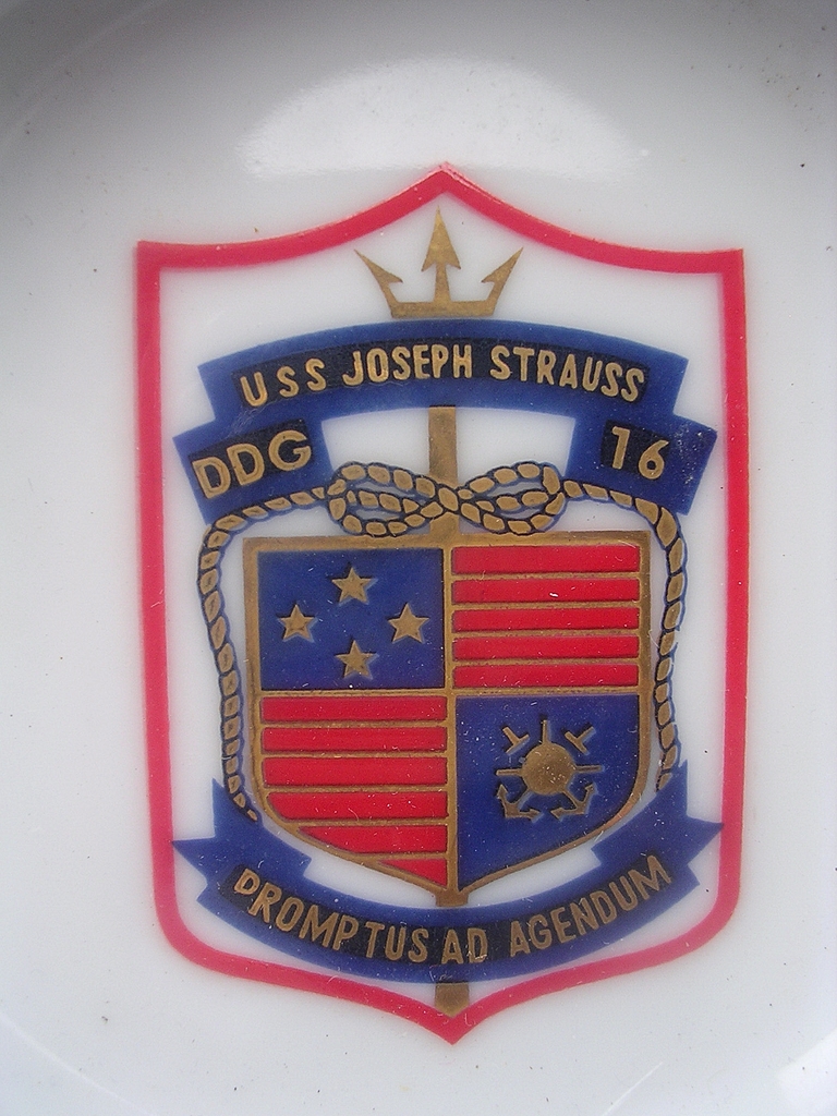 'U.S.S. Joseph Strauss DDG 16' Vintage Souvenir Ashtray 'U.S.S. Joseph Strauss DDG 16' Vintage Souvenir Ashtray