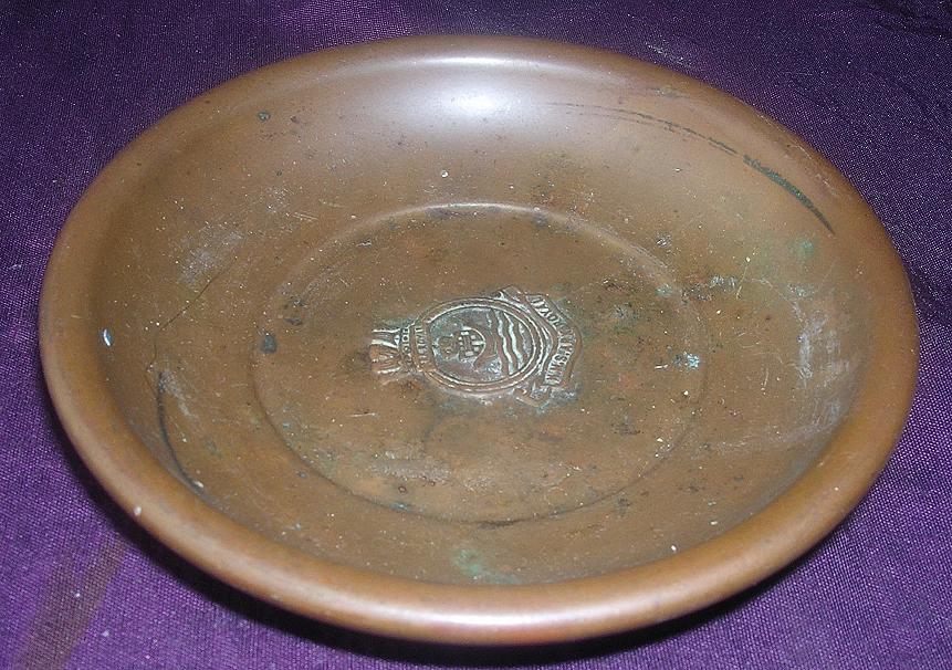 H.M.S. Ark Royal Small Copper Souvenir Dish H.M.S. Ark Royal Small Copper Souvenir Dish