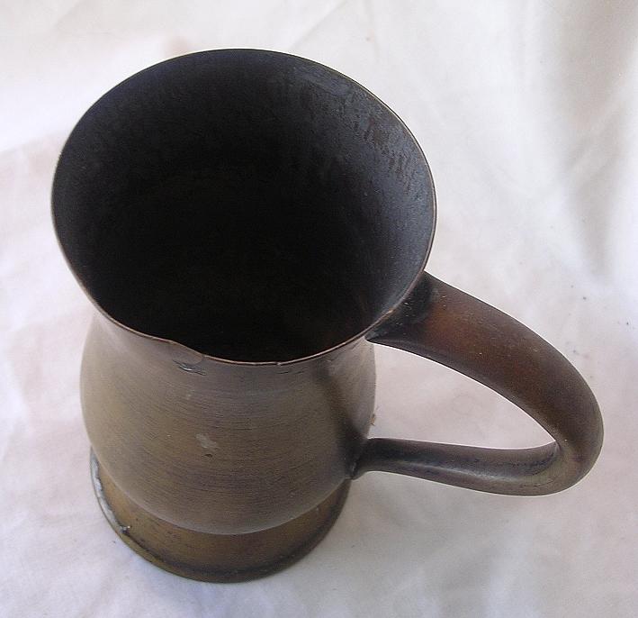 Victorian Half Pint Scottish Tankard - Brass Over Copper Victorian Half Pint Scottish Tankard - Brass Over Copper