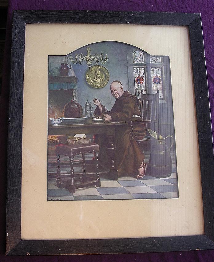 Vintage A.L. GRACE Framed Print of Jolly Monk With Plum Pudding Vintage A.L. GRACE Framed Print of Jolly Monk With Plum Pudding