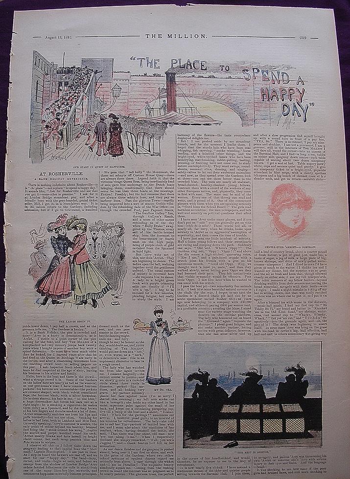 1892 Full Page From THE MILLION Newspaper ' The Place To Spend A Happy Day' 1892 Full Page From THE MILLION Newspaper ' The Place To Spend A Happy Day'
