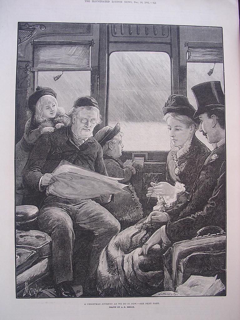 'A Christmas Journey' A PAIR Of Full Page Sketches From The Illustrated London News Dec 24 1881 'A Christmas Journey' A PAIR Of Full Page Sketches From The Illustrated London News Dec 24 1881