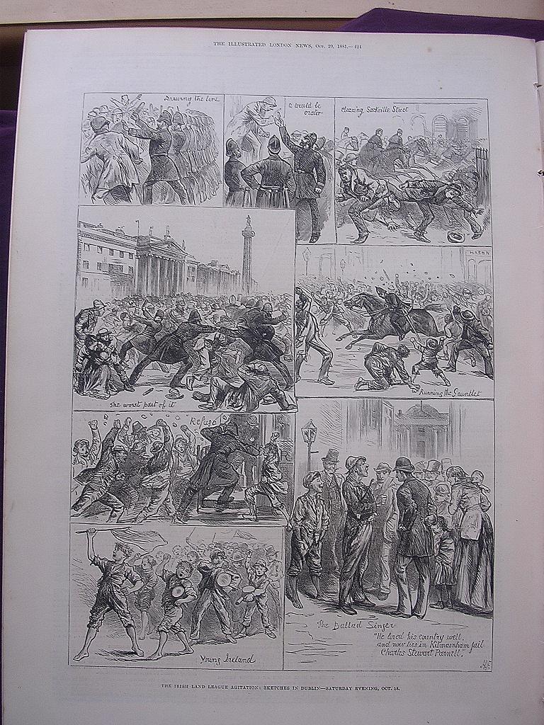 The Irish Land League Agitation: Sketches In Dublin Saturday Evening, Oct.15' - Illustrated London News Oct.29 1881 The Irish Land League Agitation: Sketches In Dublin Saturday Evening, Oct.15' - Illustrated London News Oct.29 1881