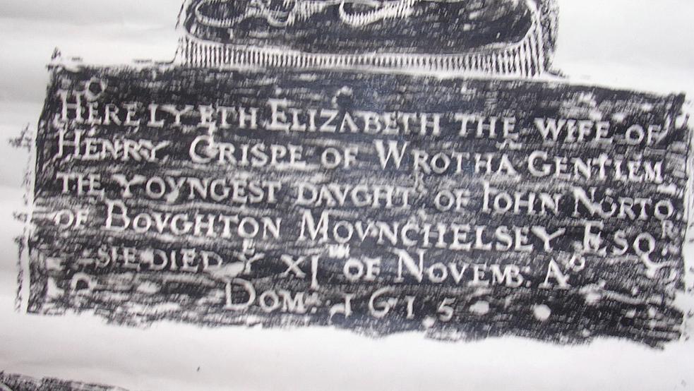 Lovely Old Brass Rubbing Of ELIZABETH -Wife of HENRY CRISPE Of Wroth -A Gentleman Lovely Old Brass Rubbing Of ELIZABETH -Wife of HENRY CRISPE Of Wroth -A Gentleman