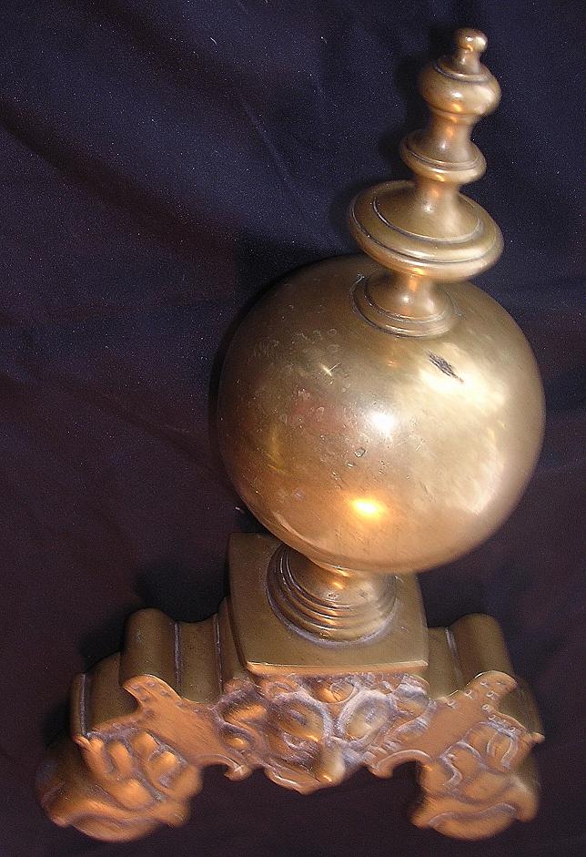 Massive Ornate Victorian Brass Andirons Massive Ornate Victorian Brass Andirons