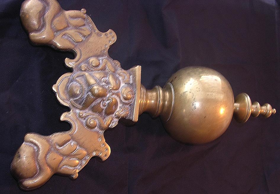 Massive Ornate Victorian Brass Andirons Massive Ornate Victorian Brass Andirons