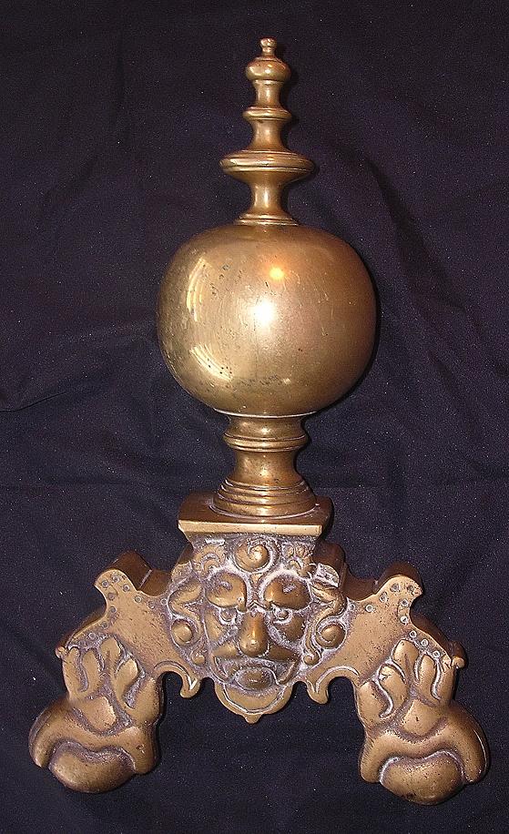 Massive Ornate Victorian Brass Andirons Massive Ornate Victorian Brass Andirons
