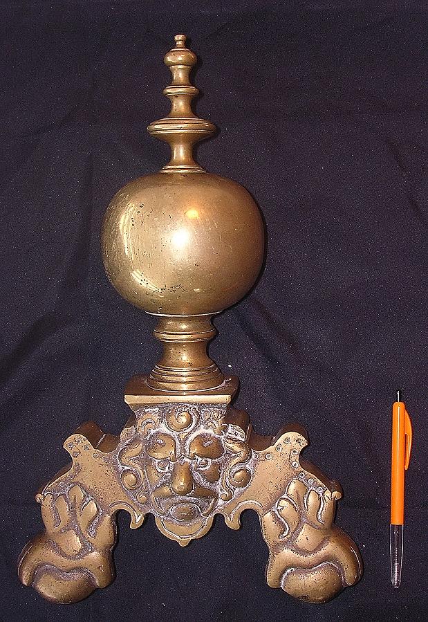 Massive Ornate Victorian Brass Andirons Massive Ornate Victorian Brass Andirons