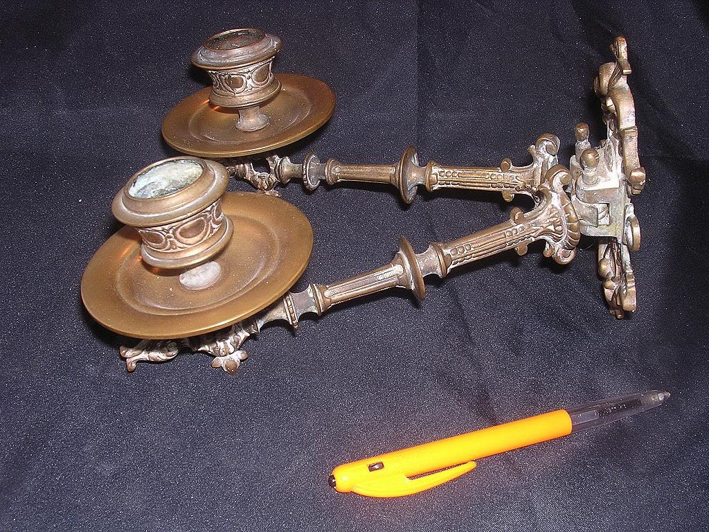 German Double Arm Brass Piano Candle Sconce Circa 1880-1890 German Double Arm Brass Piano Candle Sconce Circa 1880-1890