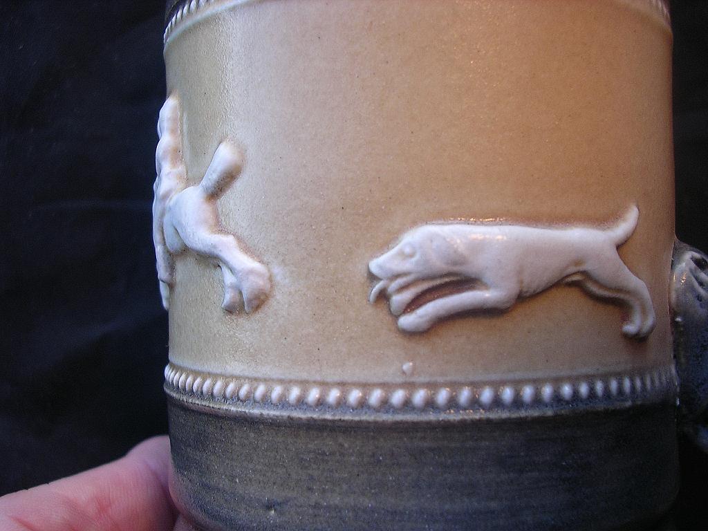 A Pair of English Pottery 'HUNT ' Mugs or Tankards A Pair of English Pottery 'HUNT ' Mugs or Tankards