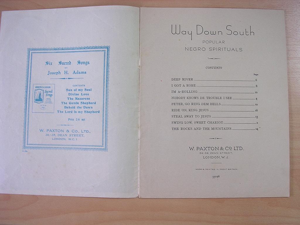 BLACK Americana Sheet Music ' Way Down South' BLACK Americana Sheet Music ' Way Down South'