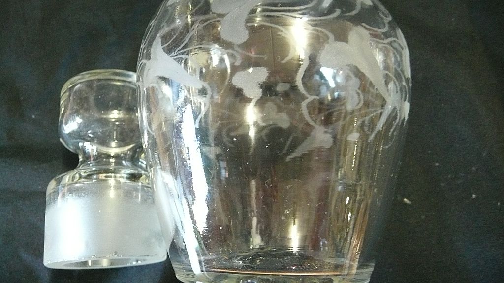Victorian Hand Blown Glass Sauce Jug With Etched Decoration Victorian Hand Blown Glass Sauce Jug With Etched Decoration