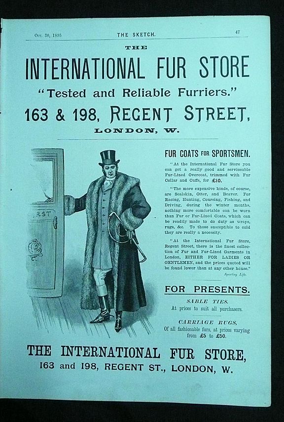 INTERNATIONAL Fur Store- Full Page Advert From The Sketch 1895 INTERNATIONAL Fur Store- Full Page Advert From The Sketch 1895