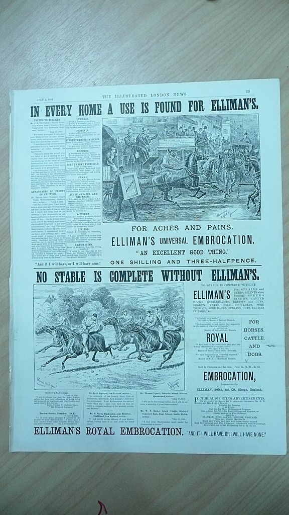ELLIMAN'S Embrocation Full Page from The Illustrated London News 1892 ELLIMAN'S Embrocation Full Page from The Illustrated London News 1892