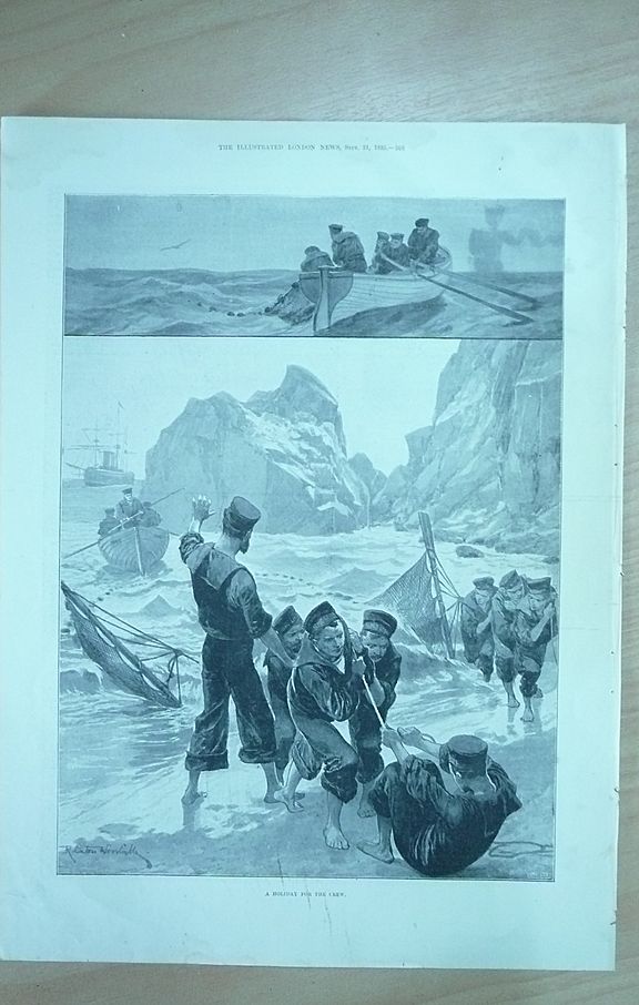 'A Holiday For The Crew' Full Page from The London Illustrated News Sept. 1895 'A Holiday For The Crew' Full Page from The London Illustrated News Sept. 1895