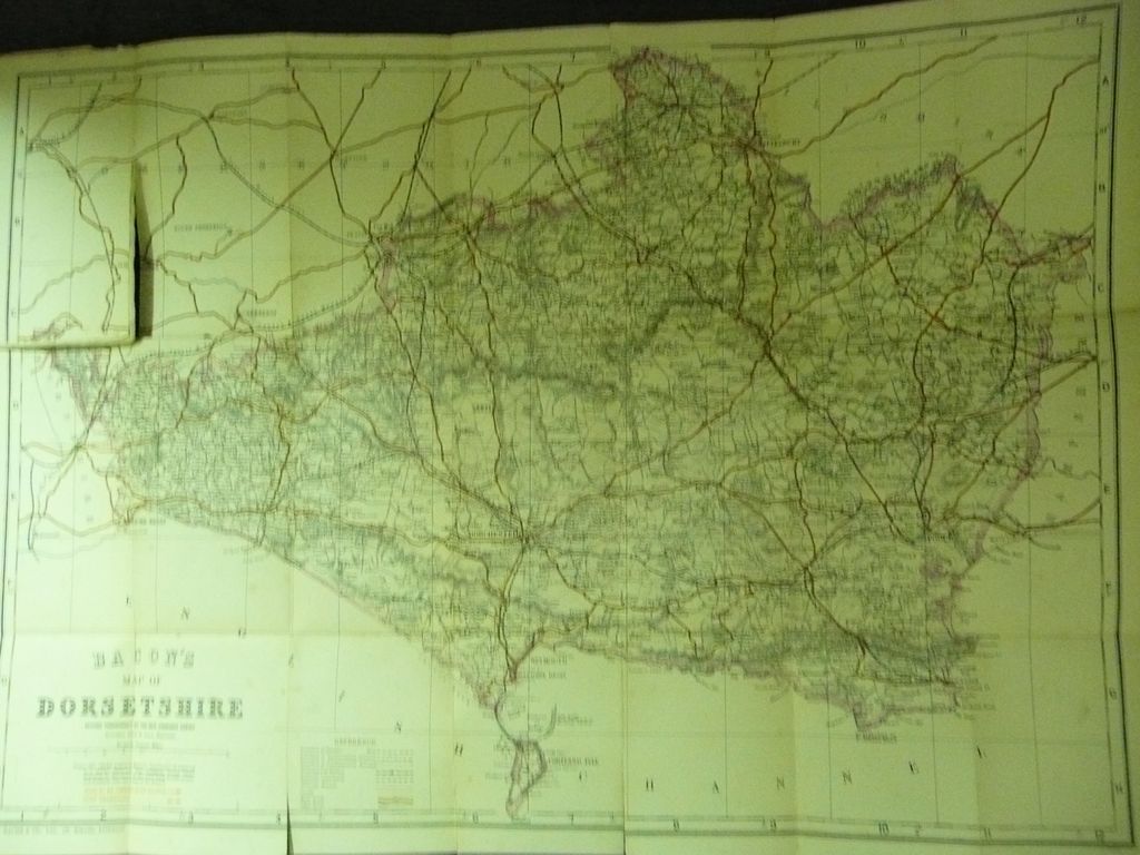 1892 "Bacon's "DORSET Country Map & Guide 1892 "Bacon's "DORSET Country Map & Guide