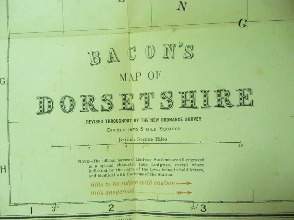 1892 "Bacon's "DORSET Country Map & Guide 1892 "Bacon's "DORSET Country Map & Guide