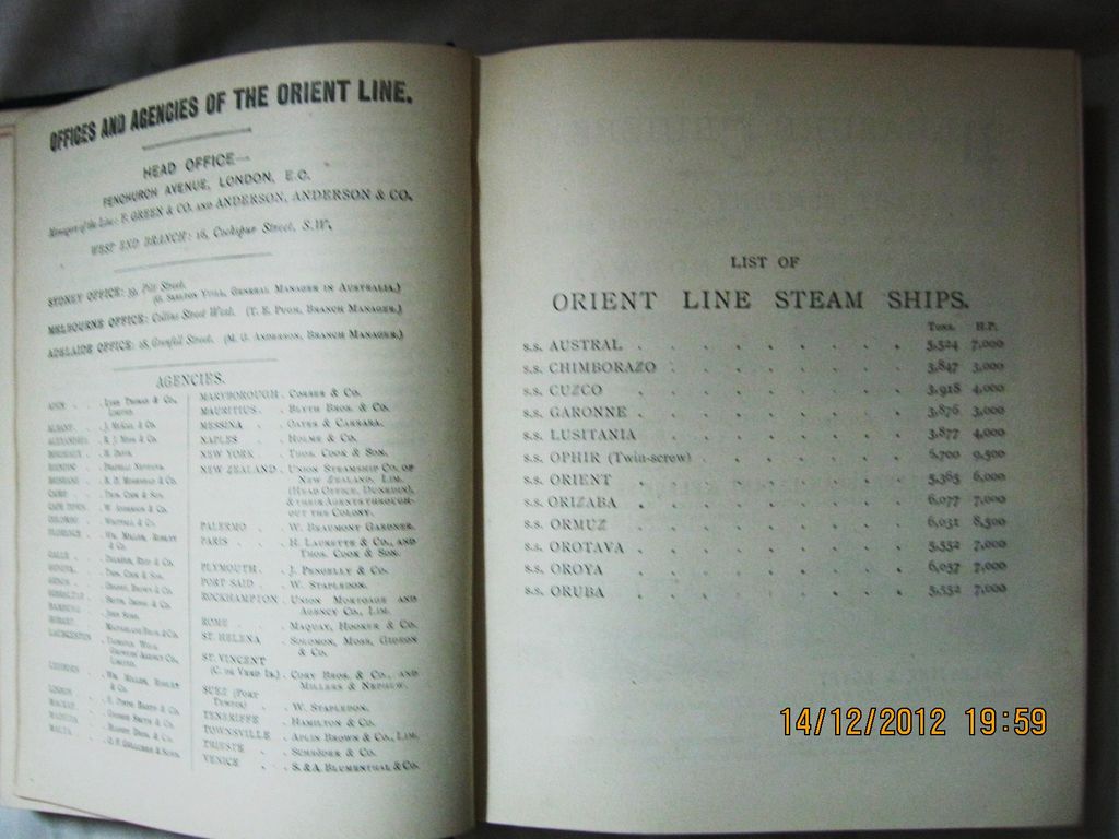 1891 Orient Line Guide - Chapters For Travellers By Sea and By Land 1891 Orient Line Guide - Chapters For Travellers By Sea and By Land