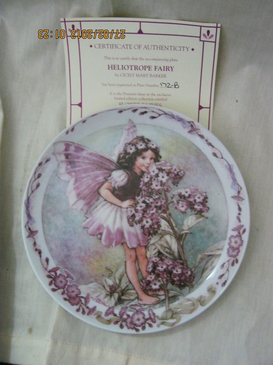 'Heliotrope Fairy' By Windsor Fine China - Limited Edition Plate 1998 'Heliotrope Fairy' By Windsor Fine China - Limited Edition Plate 1998