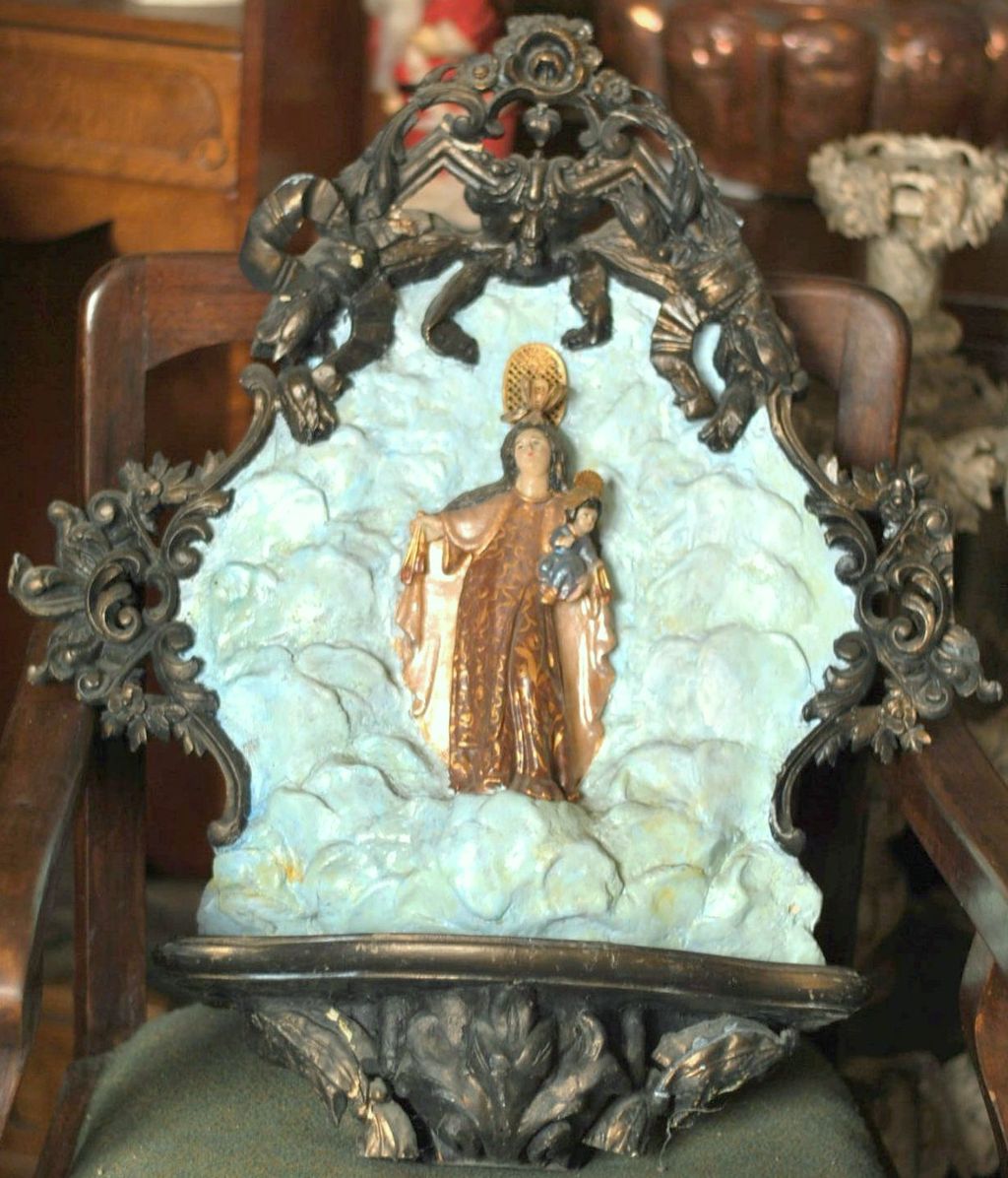 Large Ornate Wall Shrine Retablo For The Virgin of Mt. Carmel - Peruvian Highlands Large Ornate Wall Shrine Retablo For The Virgin of Mt. Carmel - Peruvian Highlands