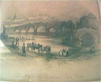 Engraving "Shrewsbury With The English and Coleham Bridges" Engraving "Shrewsbury With The English and Coleham Bridges"