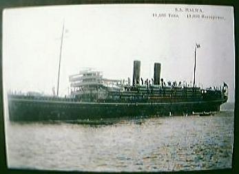 Vintage Shipping Post Card S.S. MALWA Vintage Shipping Post Card S.S. MALWA