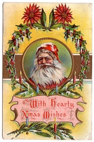 Santa Claus "With Hearty Xmas Wishes" 1918 Postcard Santa Claus "With Hearty Xmas Wishes" 1918 Postcard