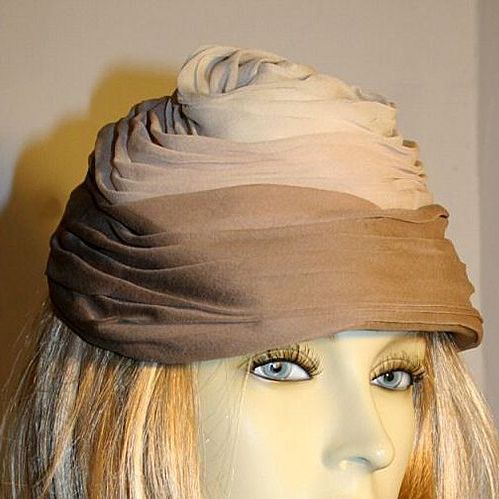 50s Vintage Taupe Silk Toque Hat Lord & Taylor Amrose 50s Vintage Taupe Silk Toque Hat Lord & Taylor Amrose