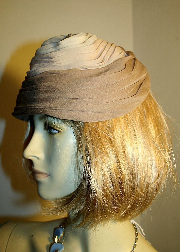 50s Vintage Taupe Silk Toque Hat Lord & Taylor Amrose 50s Vintage Taupe Silk Toque Hat Lord & Taylor Amrose