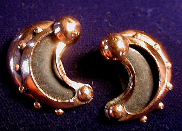 Renoir Copper Black Crescent Earrings Mid Century Modern Renoir Copper Black Crescent Earrings Mid Century Modern