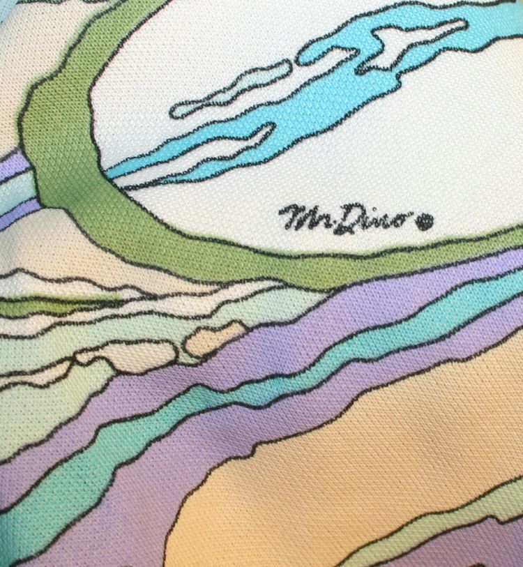 Mr Dino 60's Psychedelic Wave Print Jersey Dress M Mr Dino 60's Psychedelic Wave Print Jersey Dress M