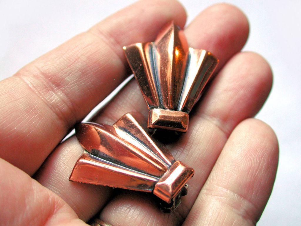 50's Renoir Copper Mid Century Clip Earrings 50's Renoir Copper Mid Century Clip Earrings