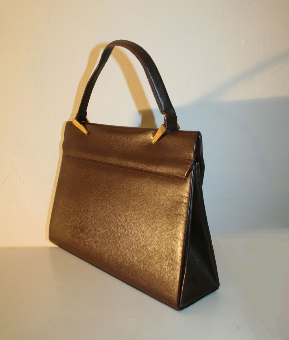70's Kelly Bag Brown Leather Jordan Marsh Purse Made in France 70's Kelly Bag Brown Leather Jordan Marsh Purse Made in France