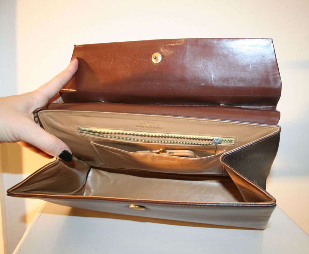 70's Kelly Bag Brown Leather Jordan Marsh Purse Made in France 70's Kelly Bag Brown Leather Jordan Marsh Purse Made in France