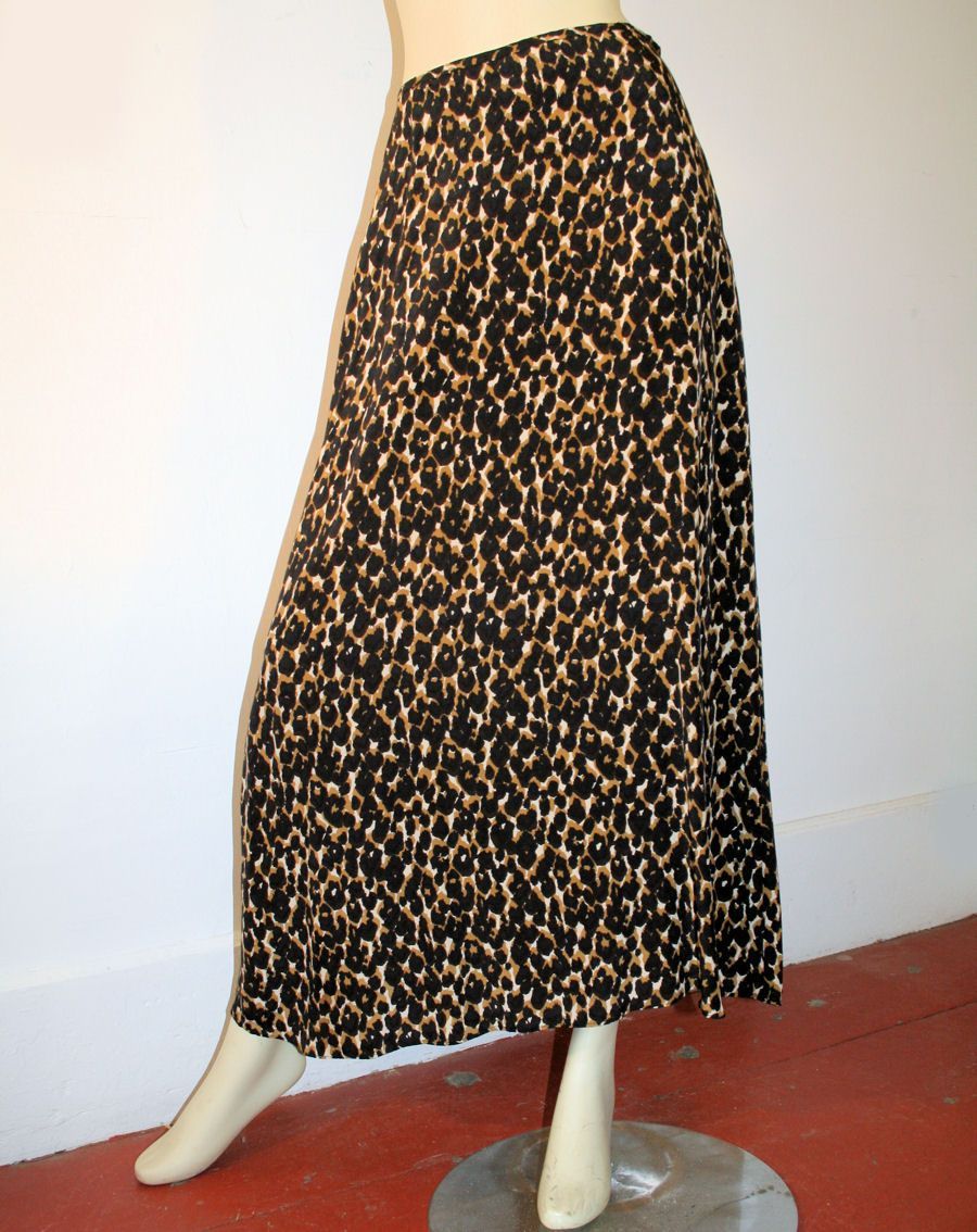 HALSTON Designer Vintage Silk Leopard Print Skirt S HALSTON Designer Vintage Silk Leopard Print Skirt S