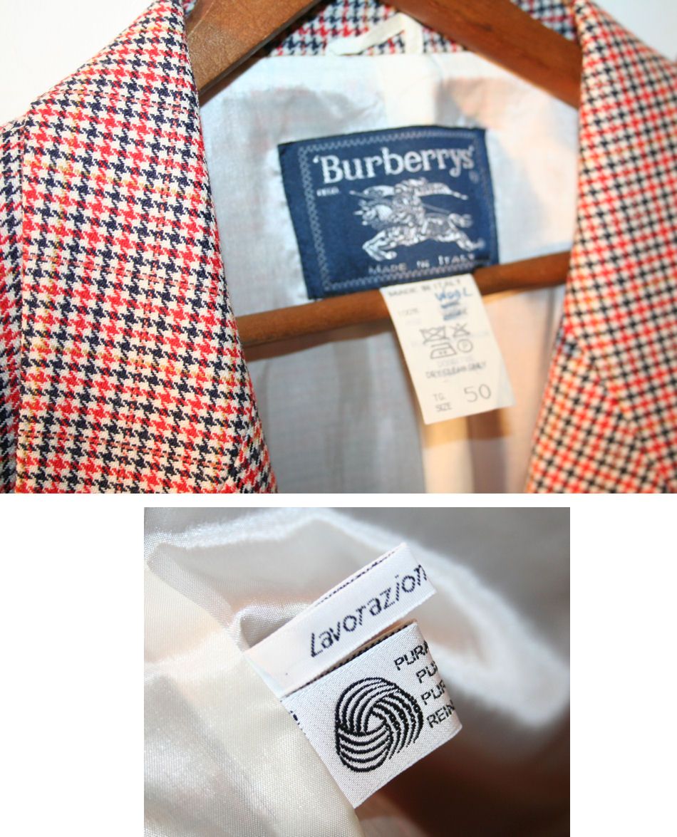 80's Burberry's Red Black Hounds Tooth Men's Jacket M 80's Burberry's Red Black Hounds Tooth Men's Jacket M