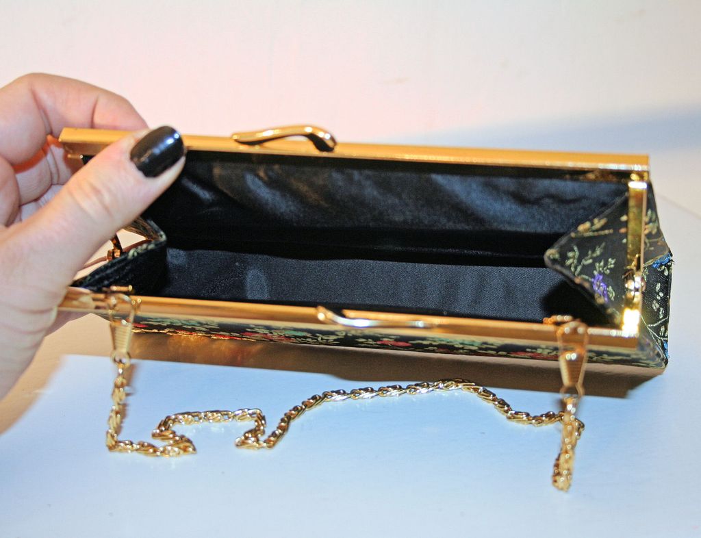 60's Iridescent Black Silk Floral Brocade Bag 60's Iridescent Black Silk Floral Brocade Bag