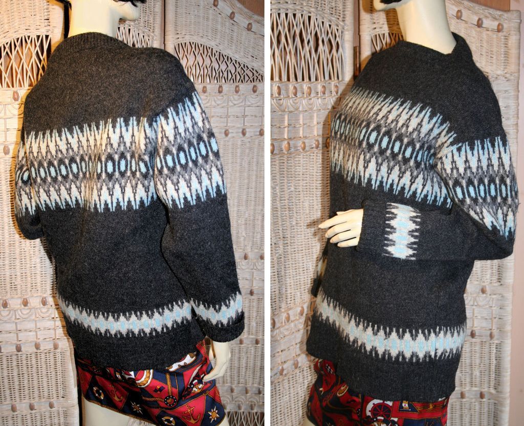 60's Scandinavian Wool Knit Ski Sweater L 60's Scandinavian Wool Knit Ski Sweater L