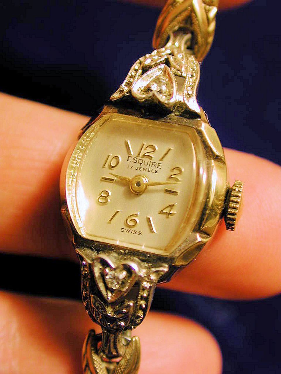 Vintage 50's Esquire 10K RGP Wrist Watch with 2 Diamonds Vintage 50's Esquire 10K RGP Wrist Watch with 2 Diamonds