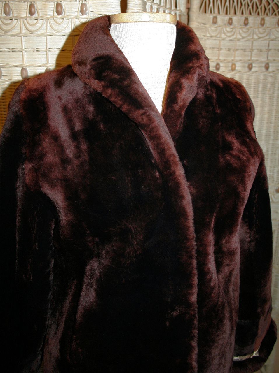 50's Mouton Lamb Fur Jacket Red Brown S 50's Mouton Lamb Fur Jacket Red Brown S
