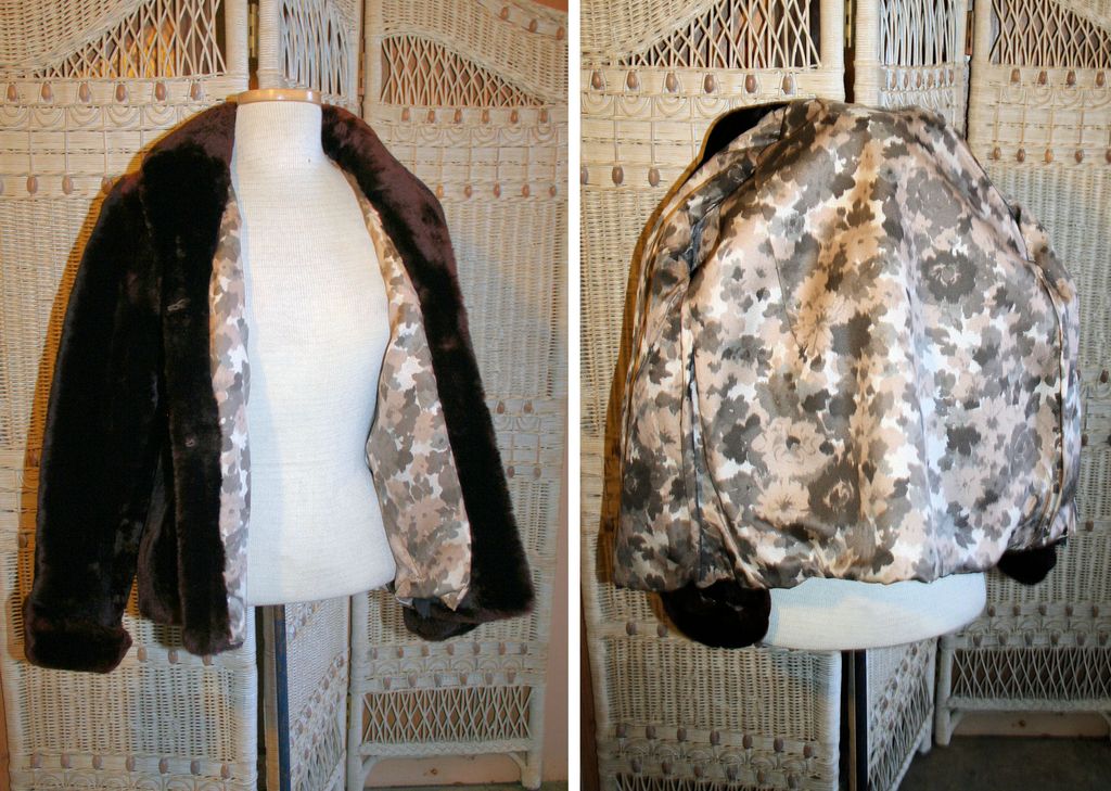 50's Mouton Lamb Fur Jacket Red Brown S 50's Mouton Lamb Fur Jacket Red Brown S