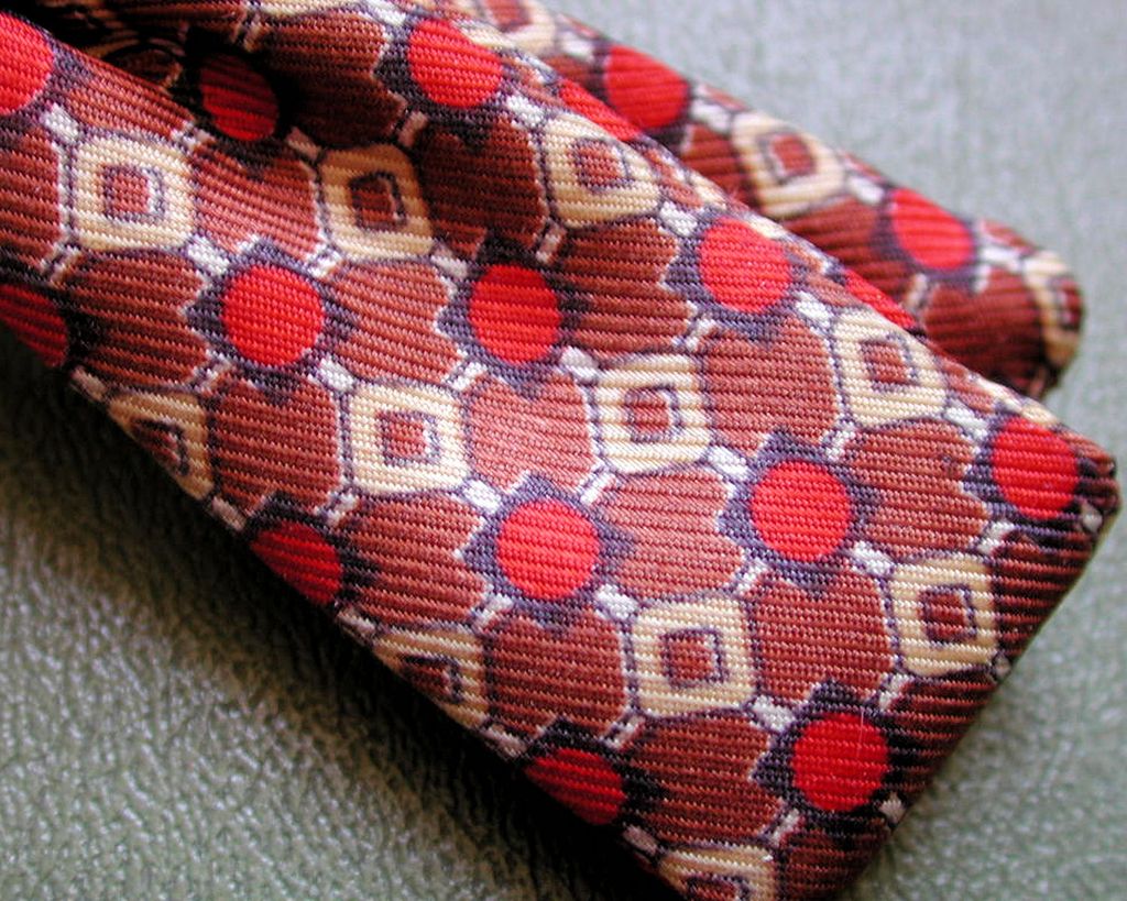40's Wembley Brown Red Print Silk Bow Tie 40's Wembley Brown Red Print Silk Bow Tie