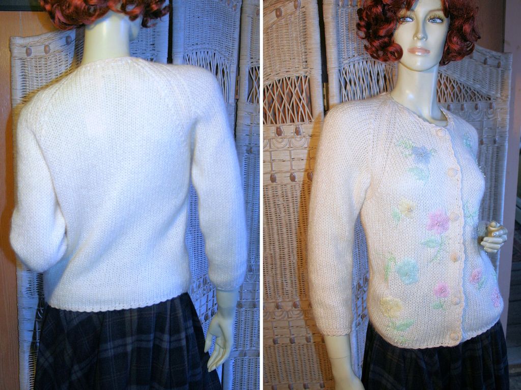 1960's Evan Picone Mohair Blend Beaded Cardigan S 1960's Evan Picone Mohair Blend Beaded Cardigan S