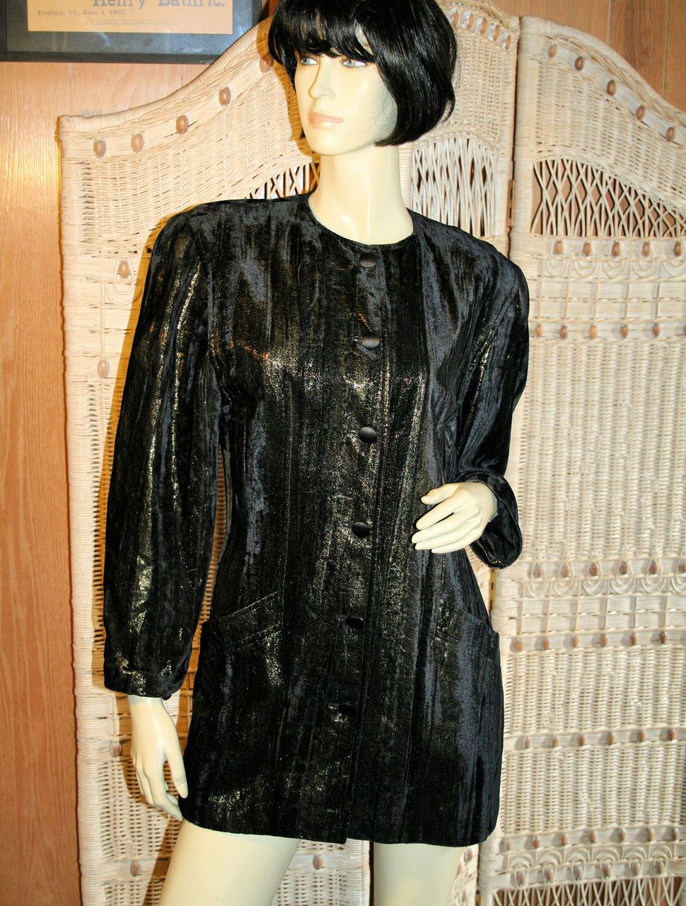 80's Escada Black Gold Velvet Jacket or Mini Dress M 80's Escada Black Gold Velvet Jacket or Mini Dress M