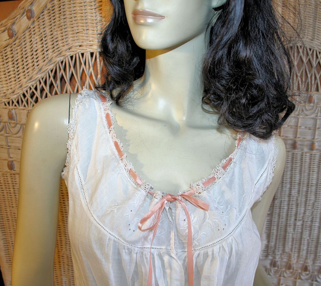 Victorian Camisole Antique White Cotton Ribbon Corset Cover S Victorian Camisole Antique White Cotton Ribbon Corset Cover S