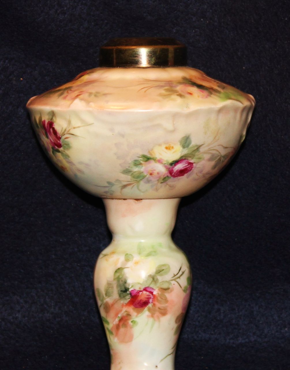 D & C Limoges France Hand Painted Oil Lamp with Roses D & C Limoges France Hand Painted Oil Lamp with Roses