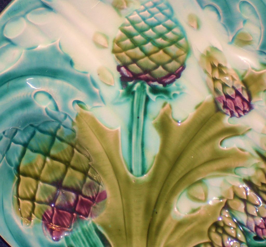 Majolica Asparagus & Artichoke Plate Luneville Majolica Asparagus & Artichoke Plate Luneville