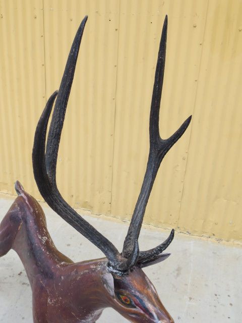 American Folk Art Primitive Carved Statue Large Deer Elk Carving American Folk Art Primitive Carved Statue Large Deer Elk Carving